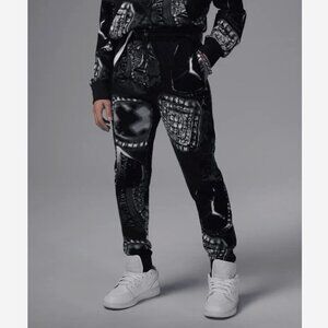 Air Jordan MVP Mens All Over Printed Fleece Pants Sweatpants Black Gray 2XL